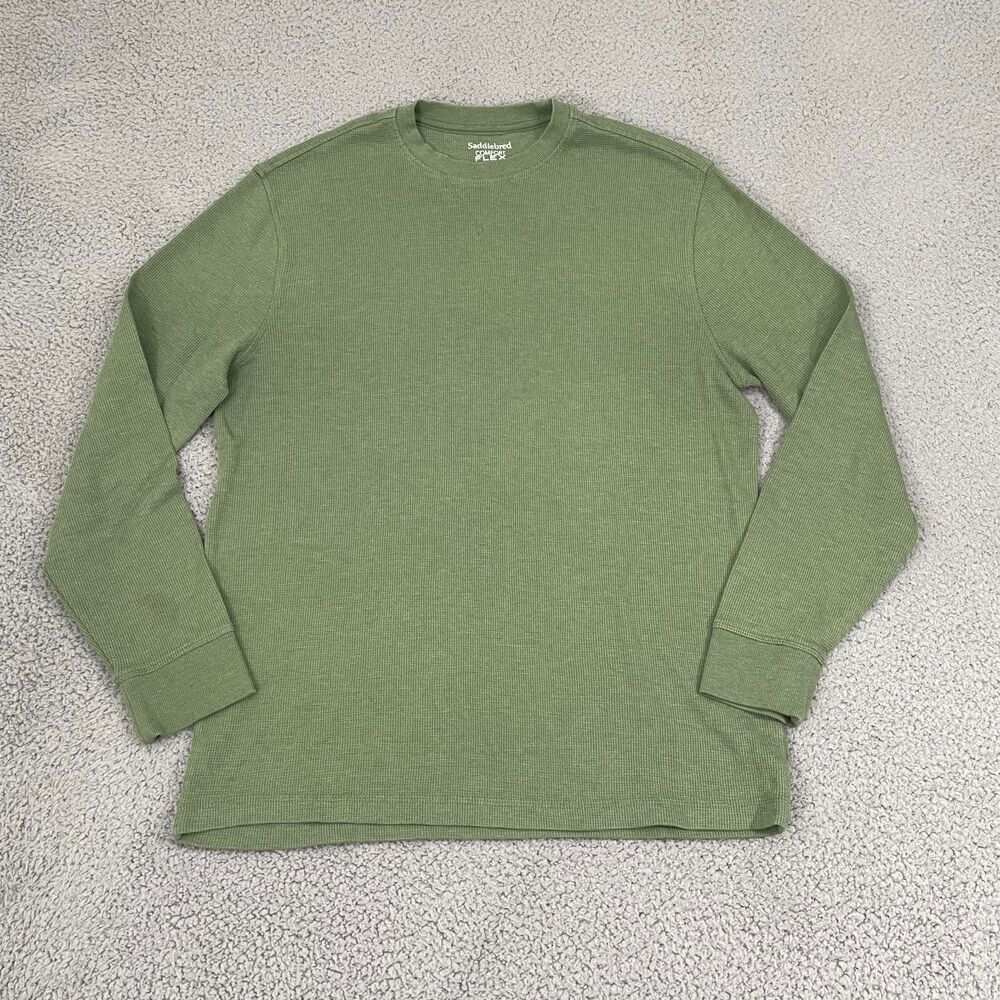 Saddlebred Comfort Flex Shirt Men M Green Thermal Long Sleeve